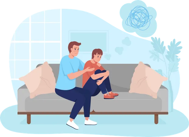 Parent support teen son  Illustration