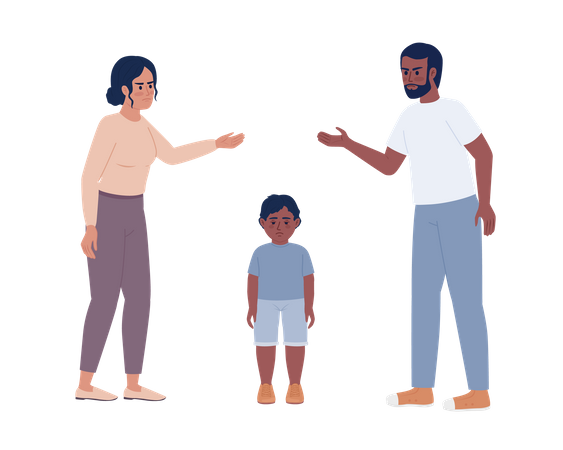 Parental conflict in front of kid  Illustration