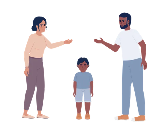 Parental conflict in front of kid  Illustration