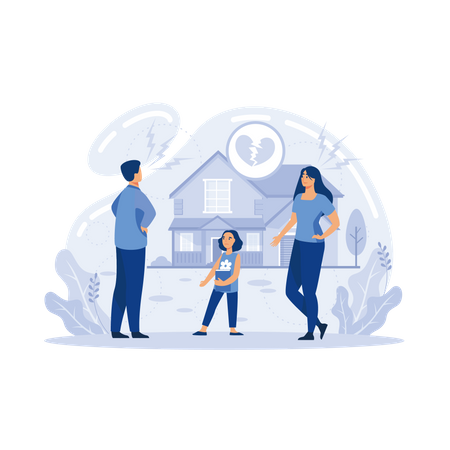 Parenting abstract concept . Adoption of a child, custody and guardianship, foster care parent, family conflict, orphanage, adoptive parents, flat vector modern illustration Illustration