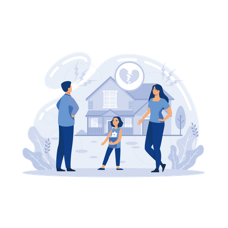 Parenting abstract concept . Adoption of a child, custody and guardianship, foster care parent, family conflict, orphanage, adoptive parents, flat vector modern illustration  Illustration