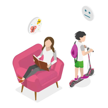 3 D Isometric Flat Vector Illustration Of Parenting Styles Parental Involvement In Child Wellbeing Item 1 Illustration