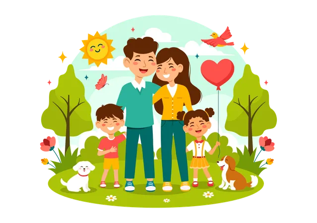 Parents and children celebrating family day  Illustration