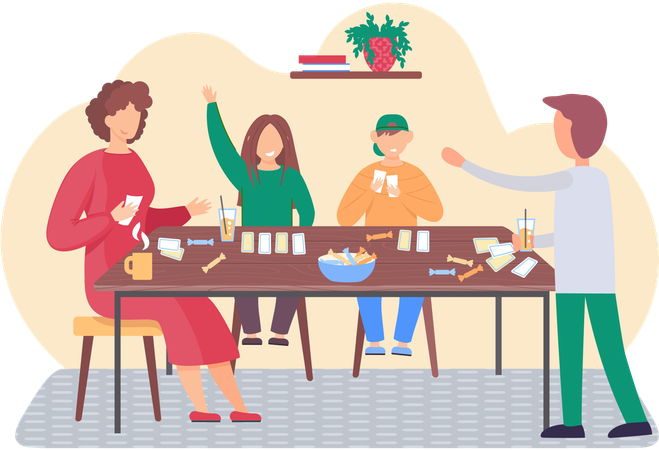 Parents and children spending time together  Illustration