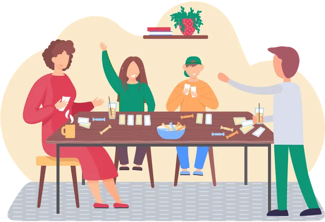 Parents and children spending time together  Illustration