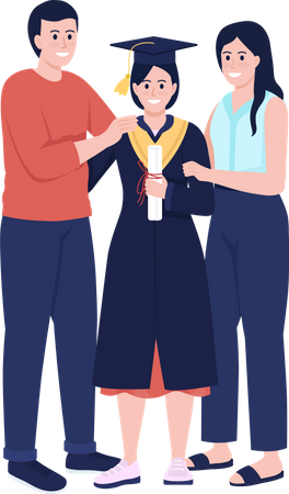 Parents and daughter alumnus  Illustration