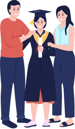 Parents and daughter alumnus  Illustration