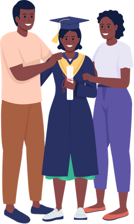 Parents and daughter graduate  Illustration