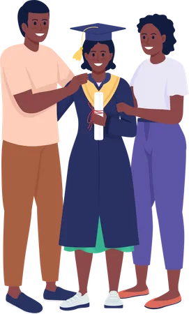 Parents and daughter graduate  Illustration