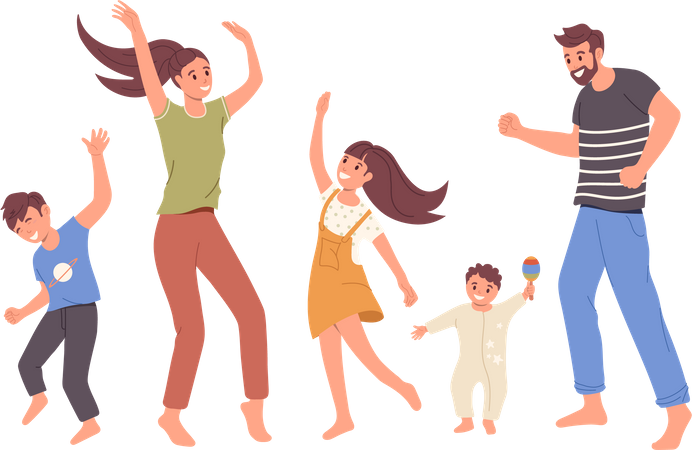 Parents and kids having good time together  Illustration