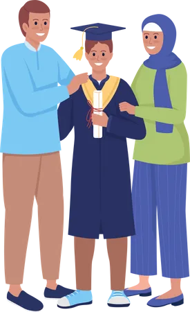 Parents and son graduate  Illustration