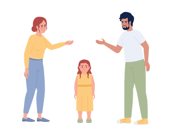 Parents arguing in front of child  Illustration