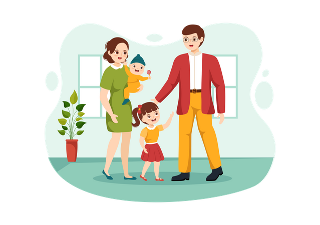 Parents avec enfant adopté  Illustration