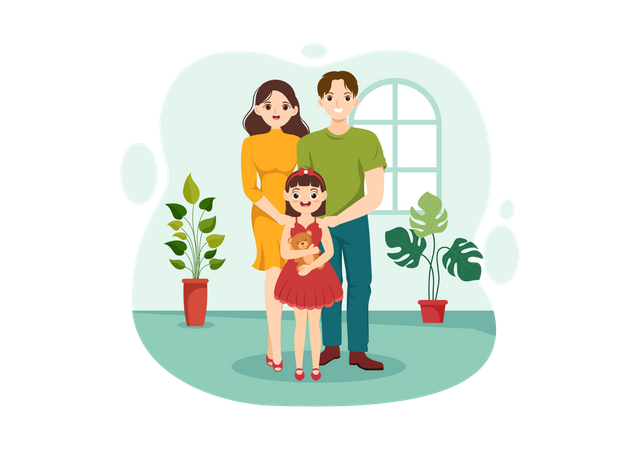 Parents avec enfant adopté  Illustration