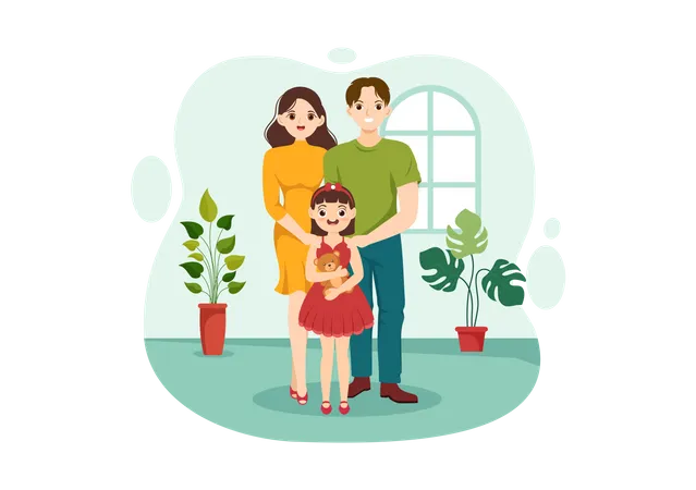 Parents avec enfant adopté  Illustration