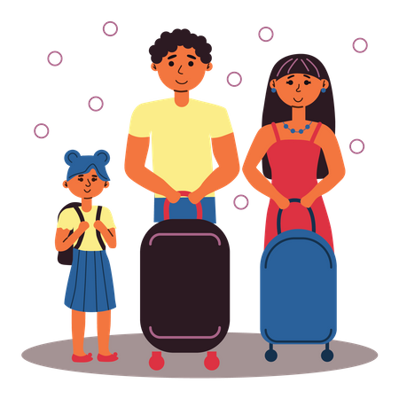 Parents avec fille en vacances  Illustration