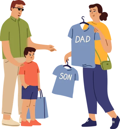 Parents buying clothes to kids  Illustration