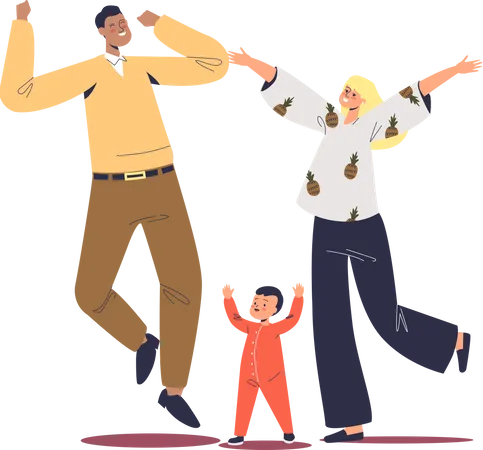 Parents celebrating joy  Illustration