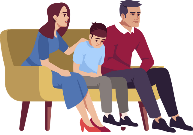 Parents communicating with sad son  Illustration