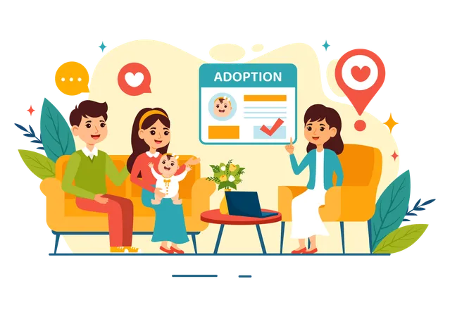 Child Adoption Agency Vector Illustration To Taking Kids To Be Raised And Educated With Love And Affection In A Flat Style Cartoon Background Illustration