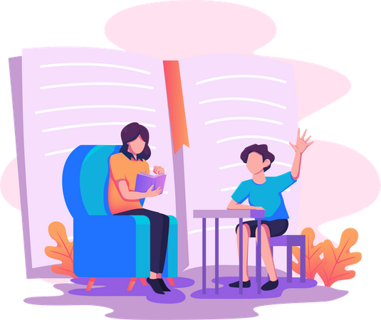 Parents contributing to childrens education  Illustration