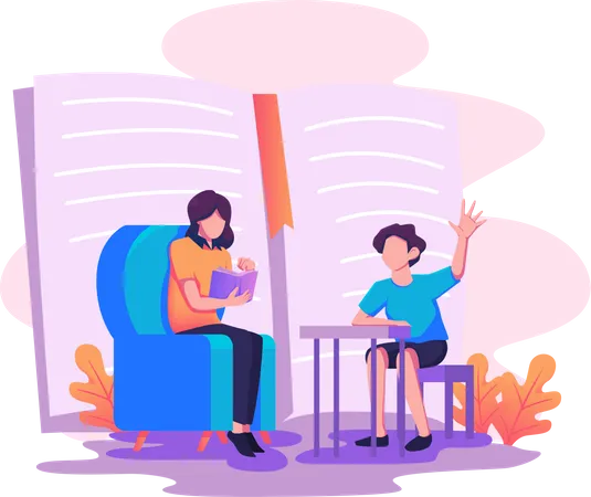 Parents contributing to childrens education  Illustration
