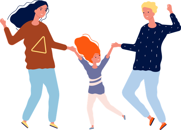 Parents dancing with child Illustration