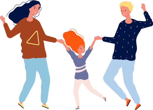 Parents dancing with child Illustration