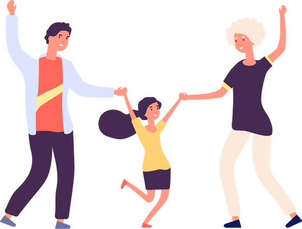 Parents dancing with daughter Illustration