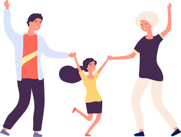 Parents dancing with daughter Illustration