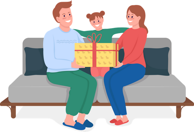 Parents donnant un cadeau à un enfant  Illustration