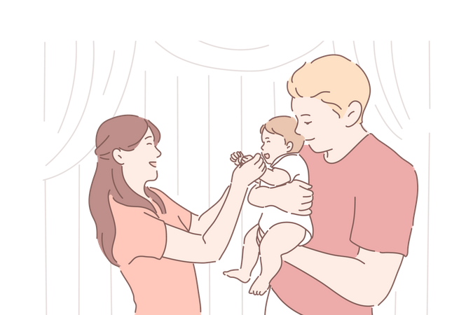 Parents enjoying with baby  Illustration