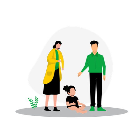 Parents et petite fille  Illustration