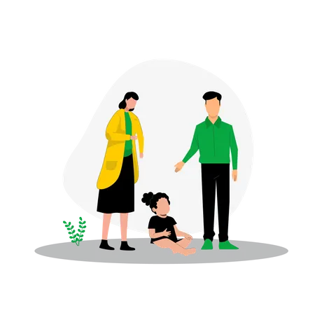 Parents et petite fille  Illustration