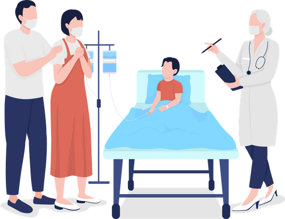 Parents feels relief after child checkup  Illustration