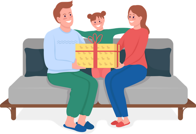 Parents giving gift to kid  Illustration