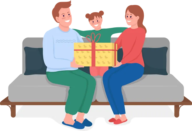 Parents giving gift to kid  Illustration