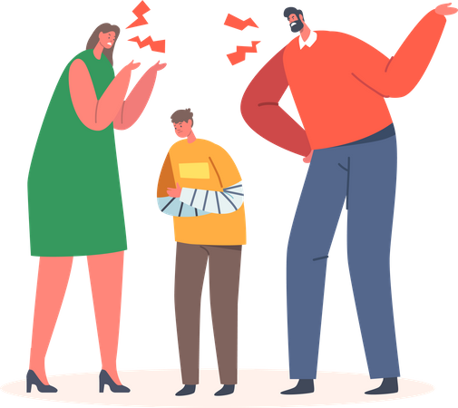 Parents having argument while son is suffering  Illustration