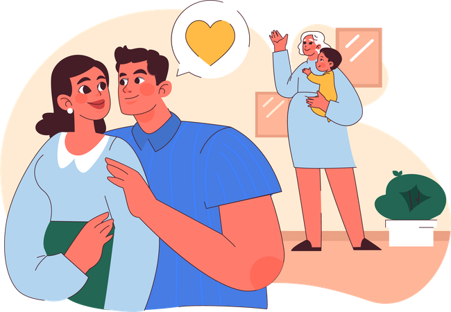 Parents heureux avec bébé  Illustration