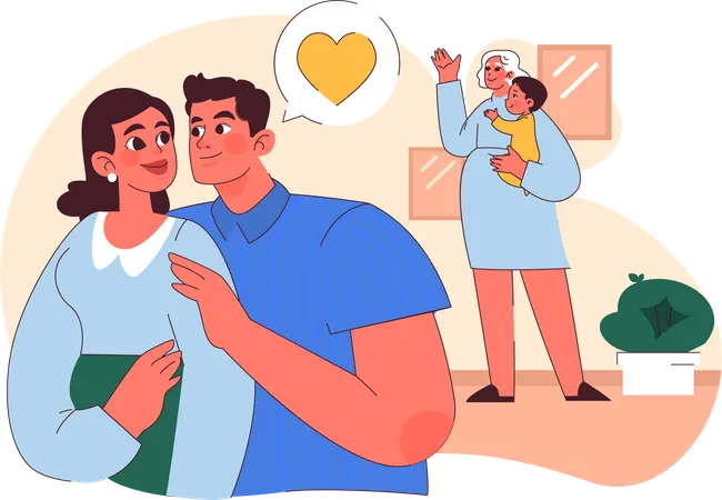 Parents heureux avec bébé  Illustration