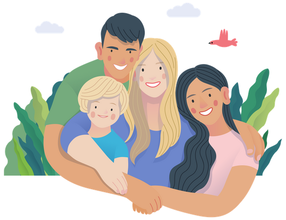 Heureux parents avec enfants  Illustration