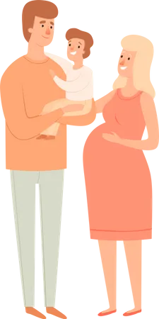 Parents holding kid Illustration