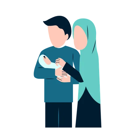 Parents islamiques avec bébé nouveau-né  Illustration