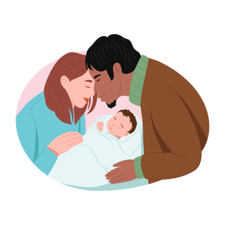 Parents love for newborn  Illustration