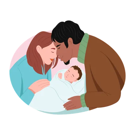 Parents love for newborn  Illustration