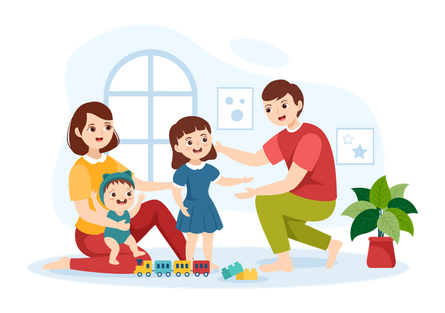 Parents loving adopted kid  Illustration