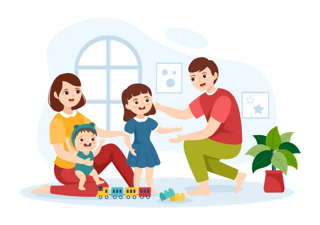 Parents loving adopted kid  Illustration