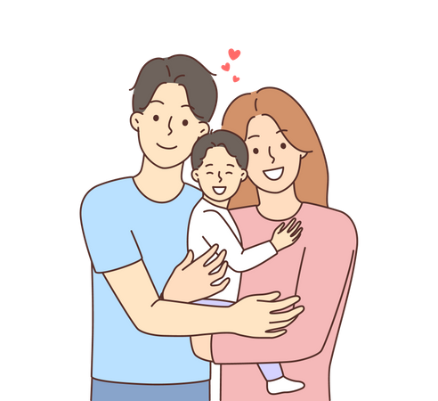 Parents loving their son  Illustration