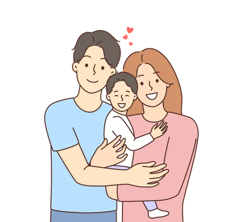 Parents loving their son  Illustration