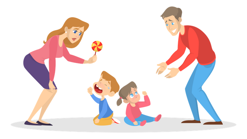 Parents making children calm  Illustration